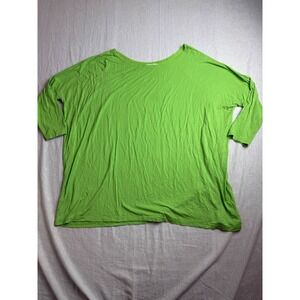 Piko Top Womens XL Green Lagenlook Dopamine Dressing Minimalist Dolman Sleeve